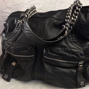 Makowsky Black Leather Chain Strap Bag